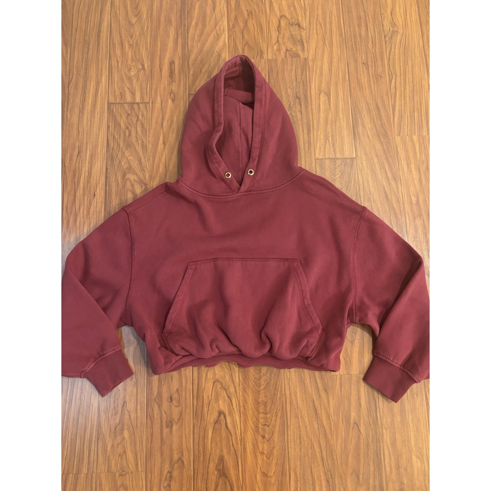 NWT Katie J NYC Girls Ryan Bubble Cropped Hoodie Mulberry Garnet Red